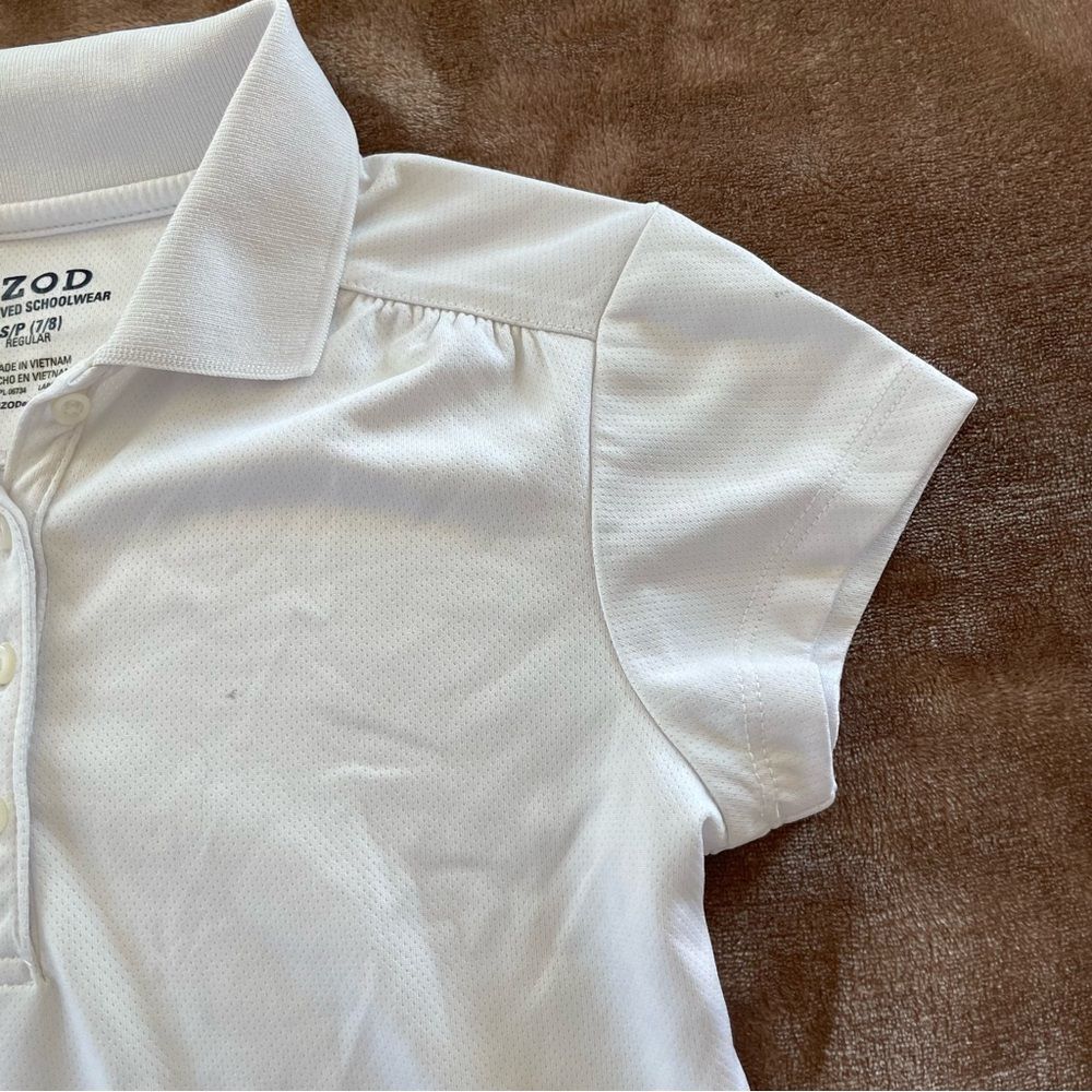 IZOD Girls Set of 2 Classic White Polo Shirts School Uniform Size 7-8 - Picture 14 of 15